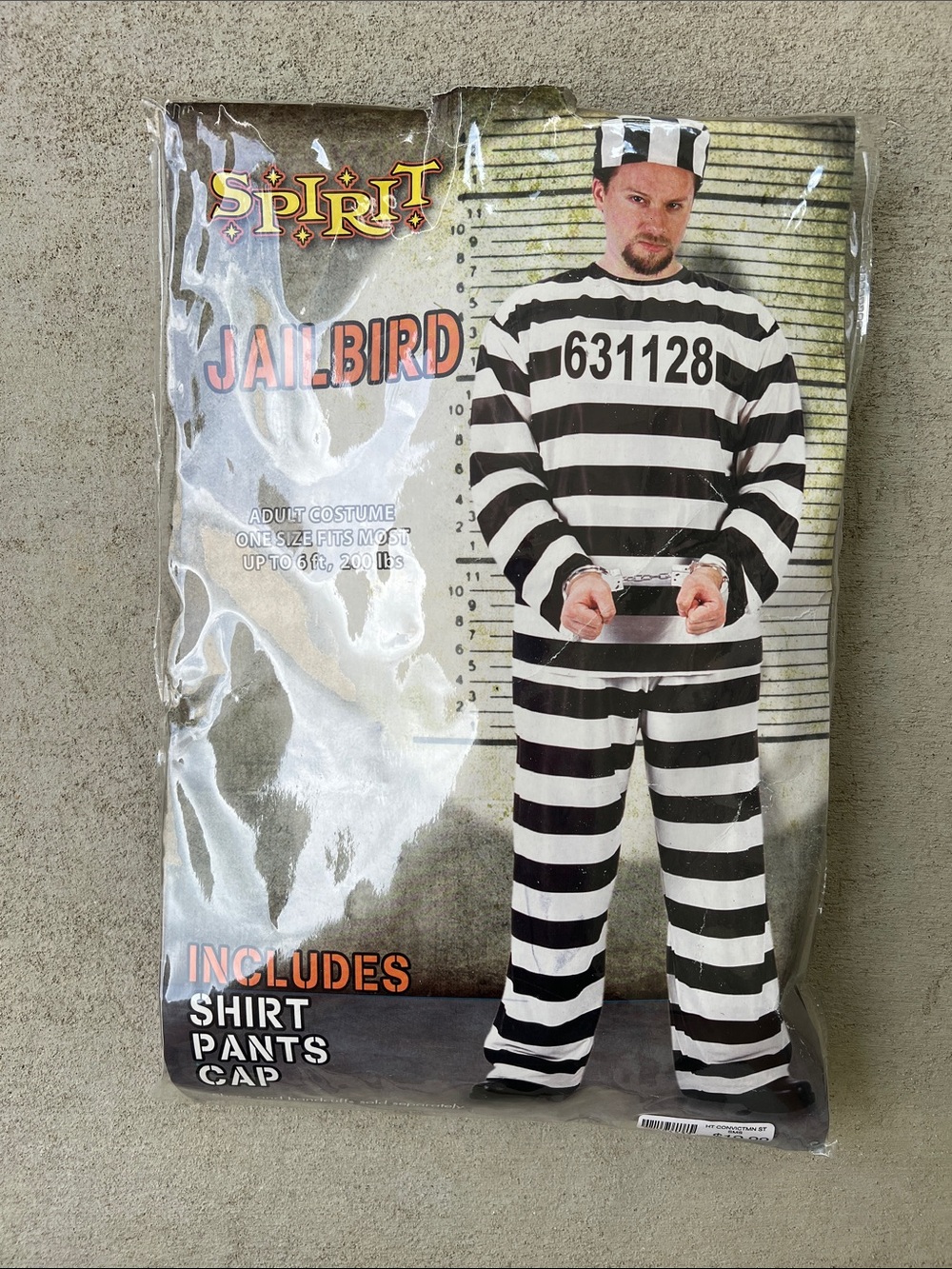 Spirit | Adult Jailbird Costume in Black and White Stripes Like New Size O/S